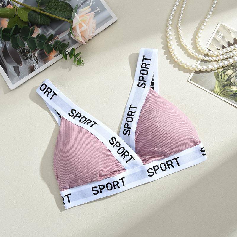 Europäischer Stil Frühling und Sommer Unterwäsche mit Gewinde-Buchstaben Umwickelte Brust Dreieckscup Tube Top Weste Sport-BH XXL rosa von Joom DACH