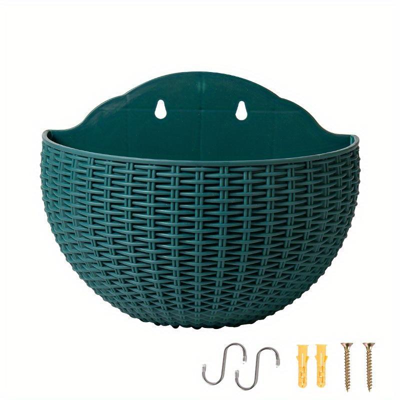 Europäischer Stil Imitation Rattan Wandbehang Halbrunder Blumentopf Pflanzgefäß Halbrunder Wandblumentopf Balkon Haushalt Outdoor gelb von Joom DACH