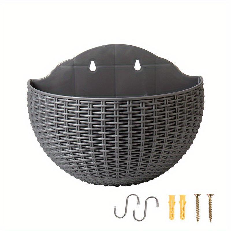 Europäischer Stil Imitation Rattan Wandbehang Halbrunder Blumentopf Pflanzgefäß Halbrunder Wandblumentopf Balkon Haushalt Outdoor rot von Joom DACH