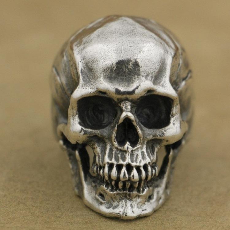 Europäischer und Amerikanischer Heißer Neuer Herren Retro Cracked Skull Ring No. 10 von Joom DACH