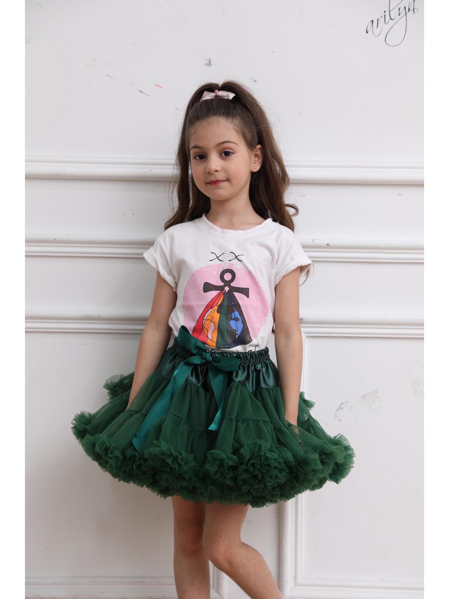 Europäischer und amerikanischer Prinzessinnen-Tutu-Rock für Mädchen – Halbes, Lolita-, knochenloses Design L dunkelgrüne von Joom DACH