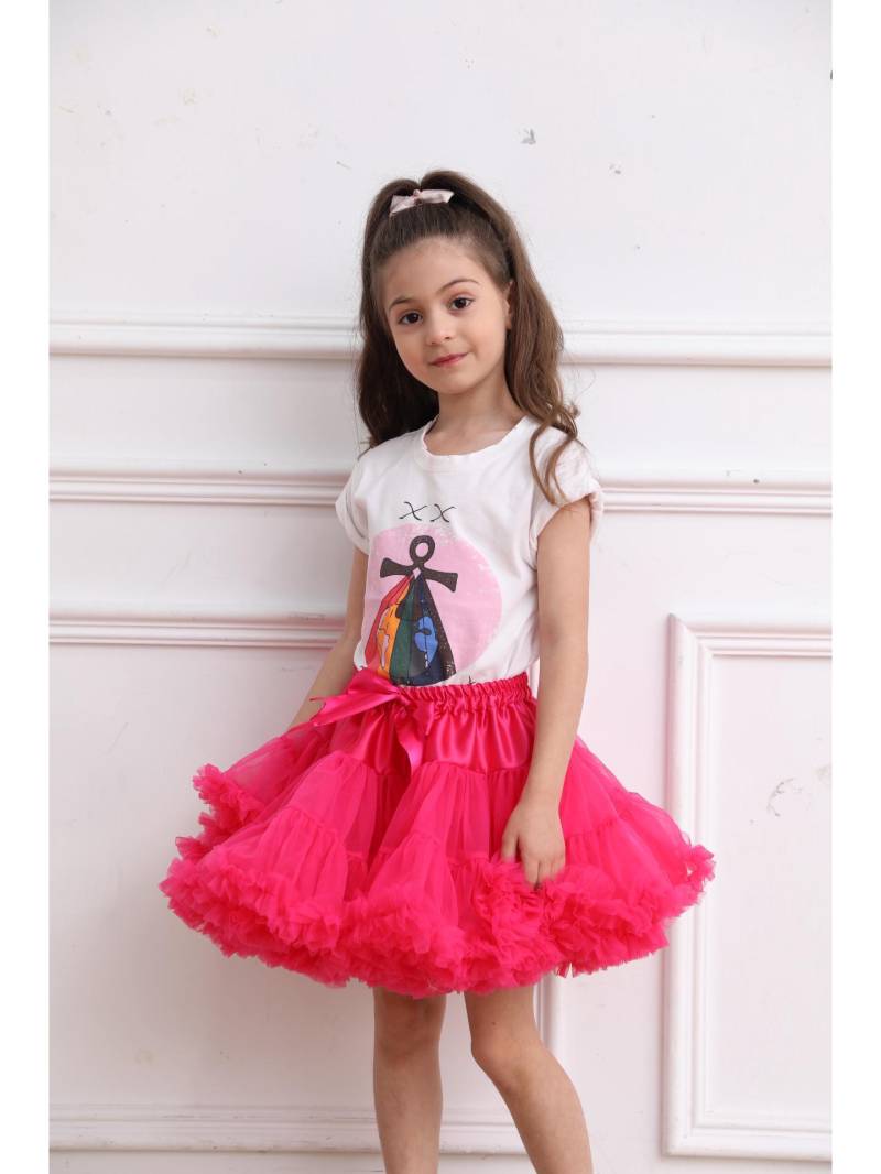 Europäischer und amerikanischer Prinzessinnen-Tutu-Rock für Mädchen – Halbes, Lolita-, knochenloses Design S rose rot von Joom DACH