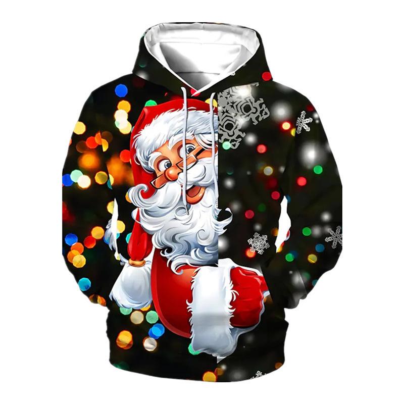Europäischer und amerikanischer neuer Weihnachts-Hoodie für Herren mit 3D-Weihnachtsmann-Aufdruck, Herbst-Langarm-Sweatshirt L von Joom DACH