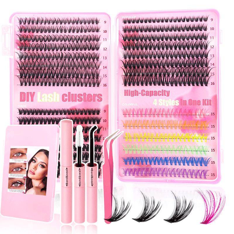 Europäisches & Amerikanisches Segmentiertes Farbige Falsche Wimpern Set - Flachheit Neues Buch mit Einzelbüschel Puppenwimpern Matches the image von Joom DACH