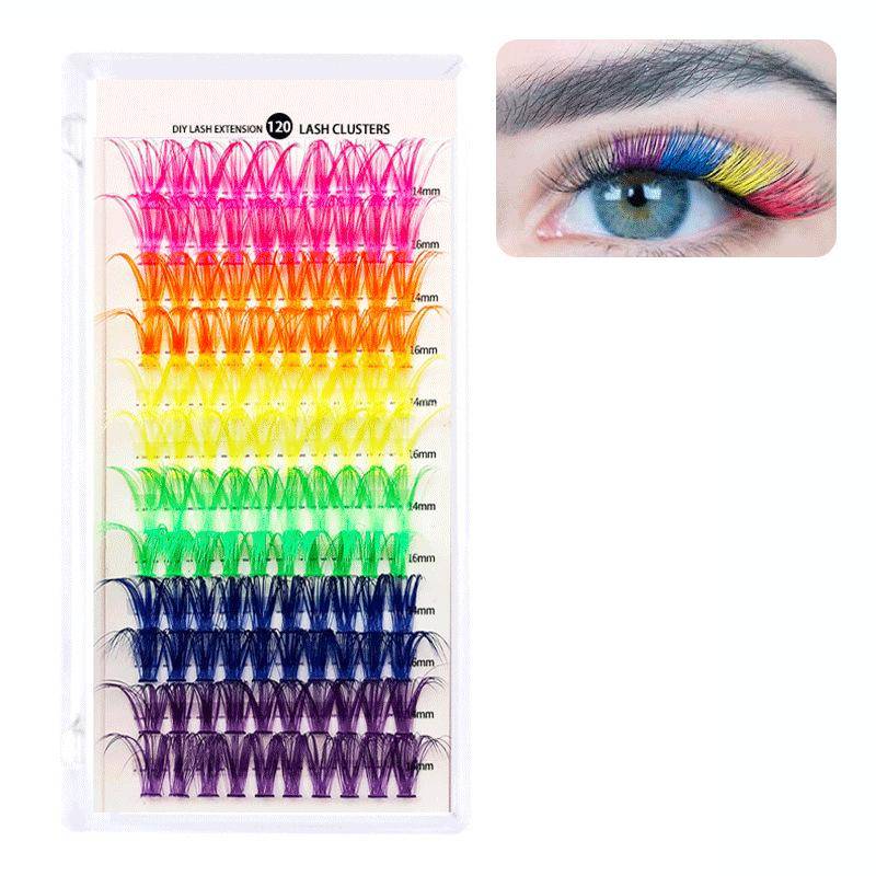 Europäisches & Amerikanisches Segmentiertes Farbige Falsche Wimpern Set - Flachheit Neues Buch mit Einzelbüschel Puppenwimpern Matches the image1 von Joom DACH