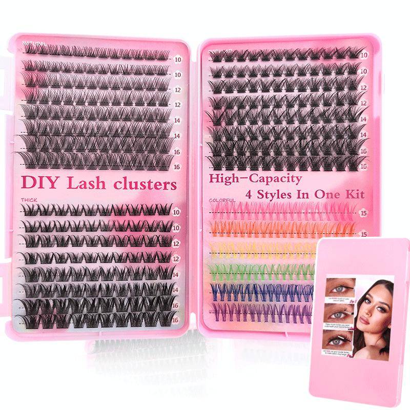 Europäisches & Amerikanisches Segmentiertes Farbige Falsche Wimpern Set - Flachheit Neues Buch mit Einzelbüschel Puppenwimpern Matches the image8 von Joom DACH