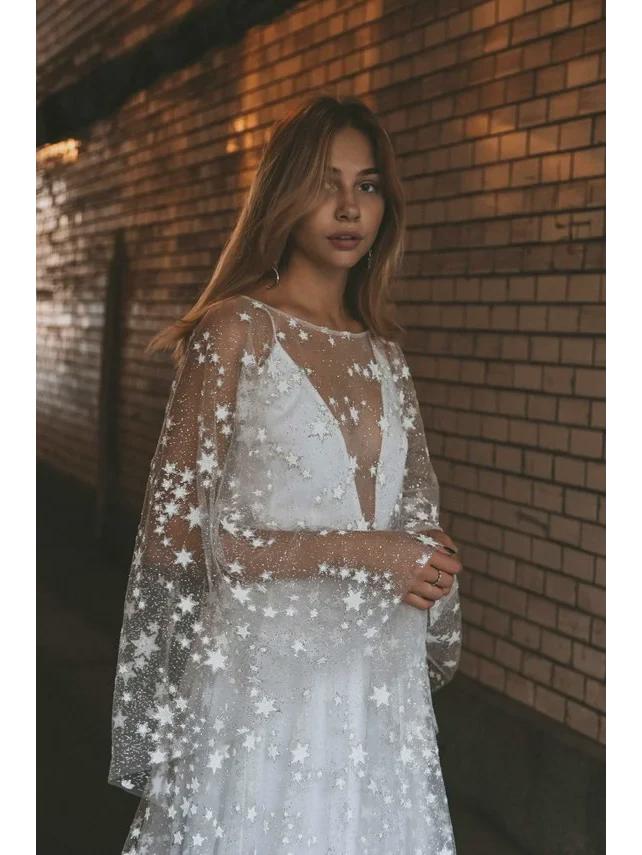 Europäisches und amerikanisches rückenfreies Abendkleid mit Sternenglanz für Damen L weiß von Joom DACH