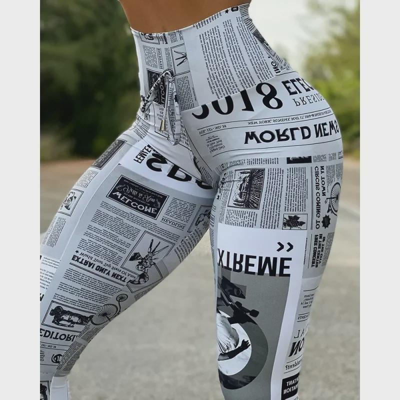 Europäisch-amerikanische Yoga-Leggings mit hohem Bund und Digitaldruck – schmale Passform und elastisch. Large weiß Europäisch-amerikanische Yoga-Leggings mit hohem Bund und Digitaldruck – schmale Passform und elastisch. Large weiß von Joom DACH