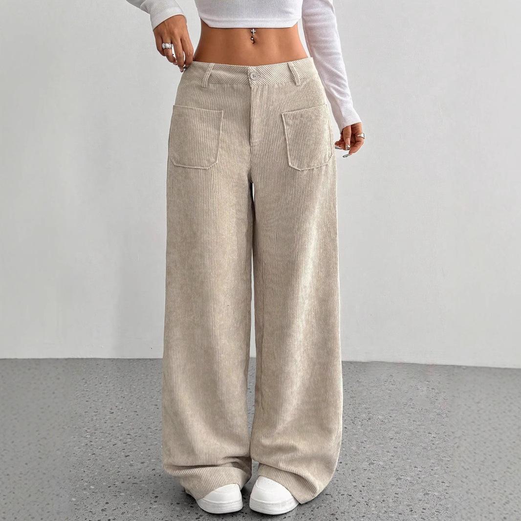 Europäisch Amerikanische Lockere Weitbeinige Damen Freizeithose mit Taschen S apricot Europäisch Amerikanische Lockere Weitbeinige Damen Freizeithose mit Taschen S apricot von Joom DACH