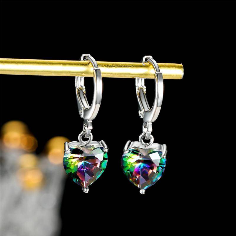 Exquisite Mode Herz Liebe Zirkonia Ohrringe Schöne Rose Gold Farbe Baumeln Ohrring für Frauen silber/bunt von Joom DACH