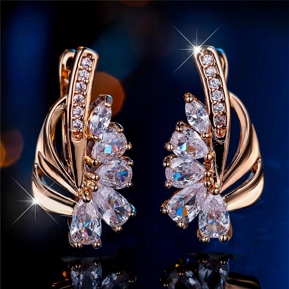 Exquisite blau-grüne Zirkonia Creolen für Frauen in Silber Farbe Blume baumelnde Ohrringe eleganter Partyschmuck weiß/gold von Joom DACH