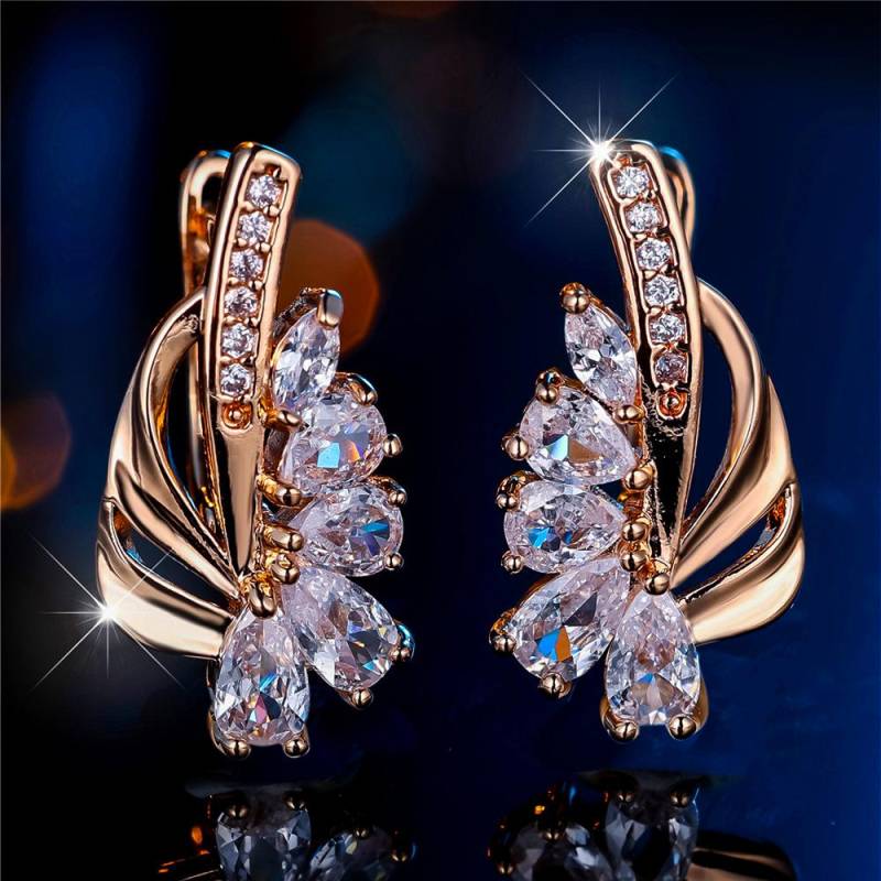 Exquisite blau-grüne Zirkonia Creolen für Frauen in Silber Farbe Blume baumelnde Ohrringe eleganter Partyschmuck weiß/gold von Joom DACH