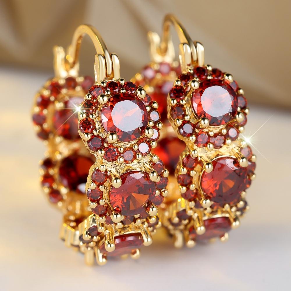 Exquisite blaue Zirkonia-Creolen für Damen Elegante lila Zirkon-Kreis-Ohrringe Hochzeitsparty-Schmuckgeschenk gold/granat von Joom DACH