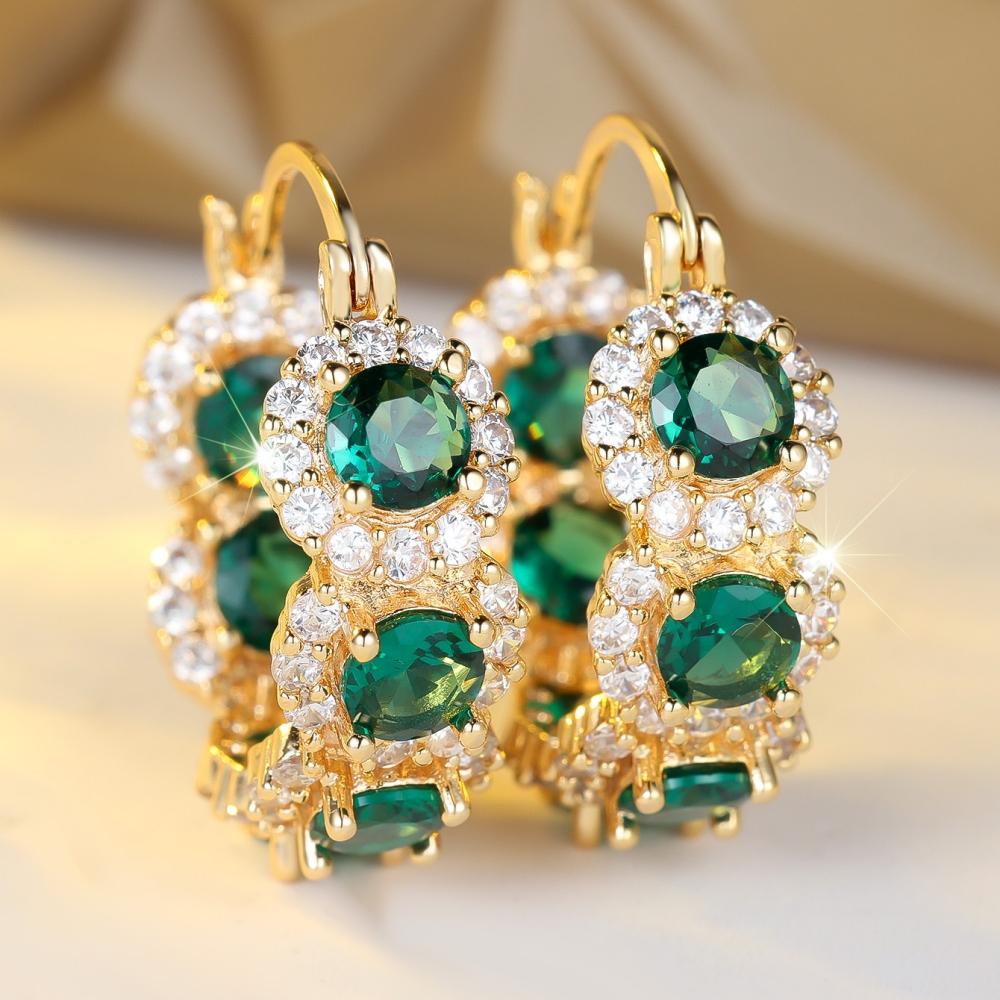 Exquisite blaue Zirkonia-Creolen für Damen Elegante lila Zirkon-Kreis-Ohrringe Hochzeitsparty-Schmuckgeschenk grün von Joom DACH