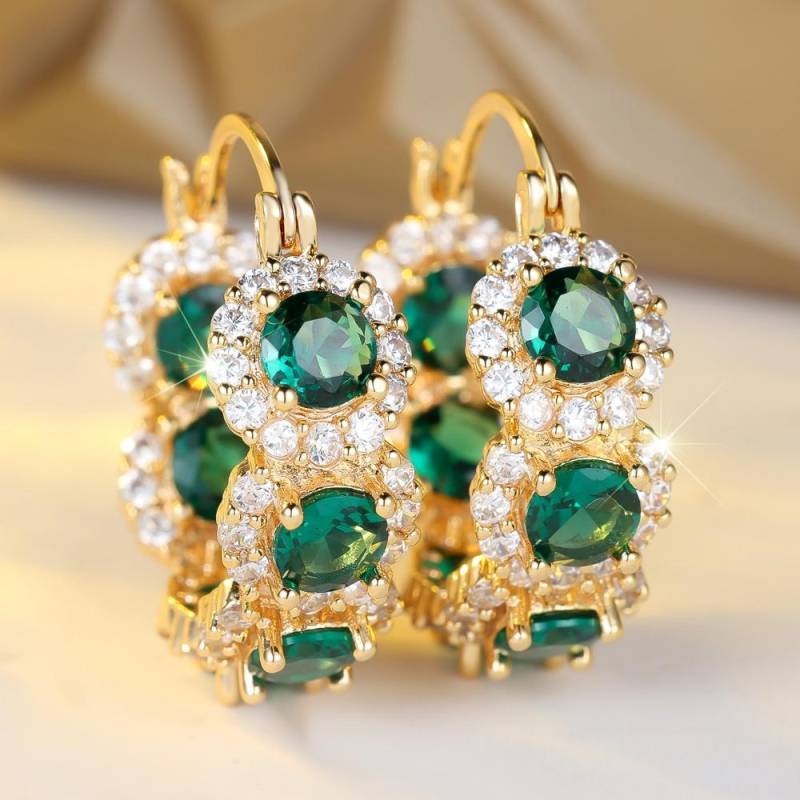 Exquisite blaue Zirkonia-Creolen für Damen Elegante lila Zirkon-Kreis-Ohrringe Hochzeitsparty-Schmuckgeschenk grün von Joom DACH