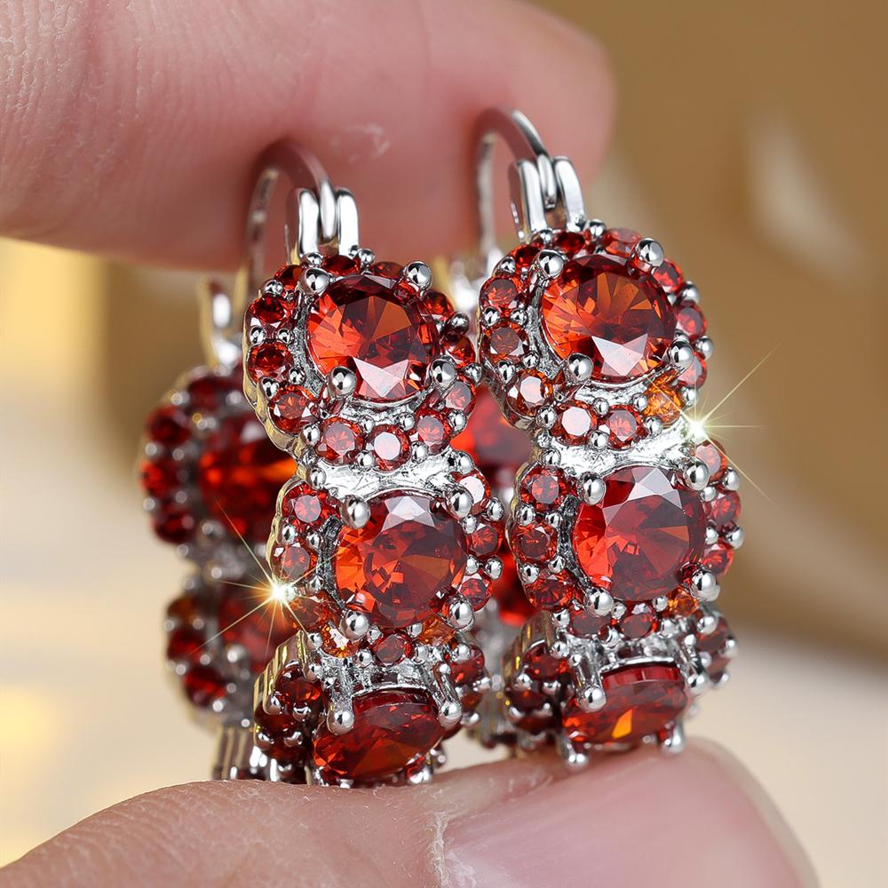 Exquisite blaue Zirkonia-Creolen für Damen Elegante lila Zirkon-Kreis-Ohrringe Hochzeitsparty-Schmuckgeschenk rot von Joom DACH