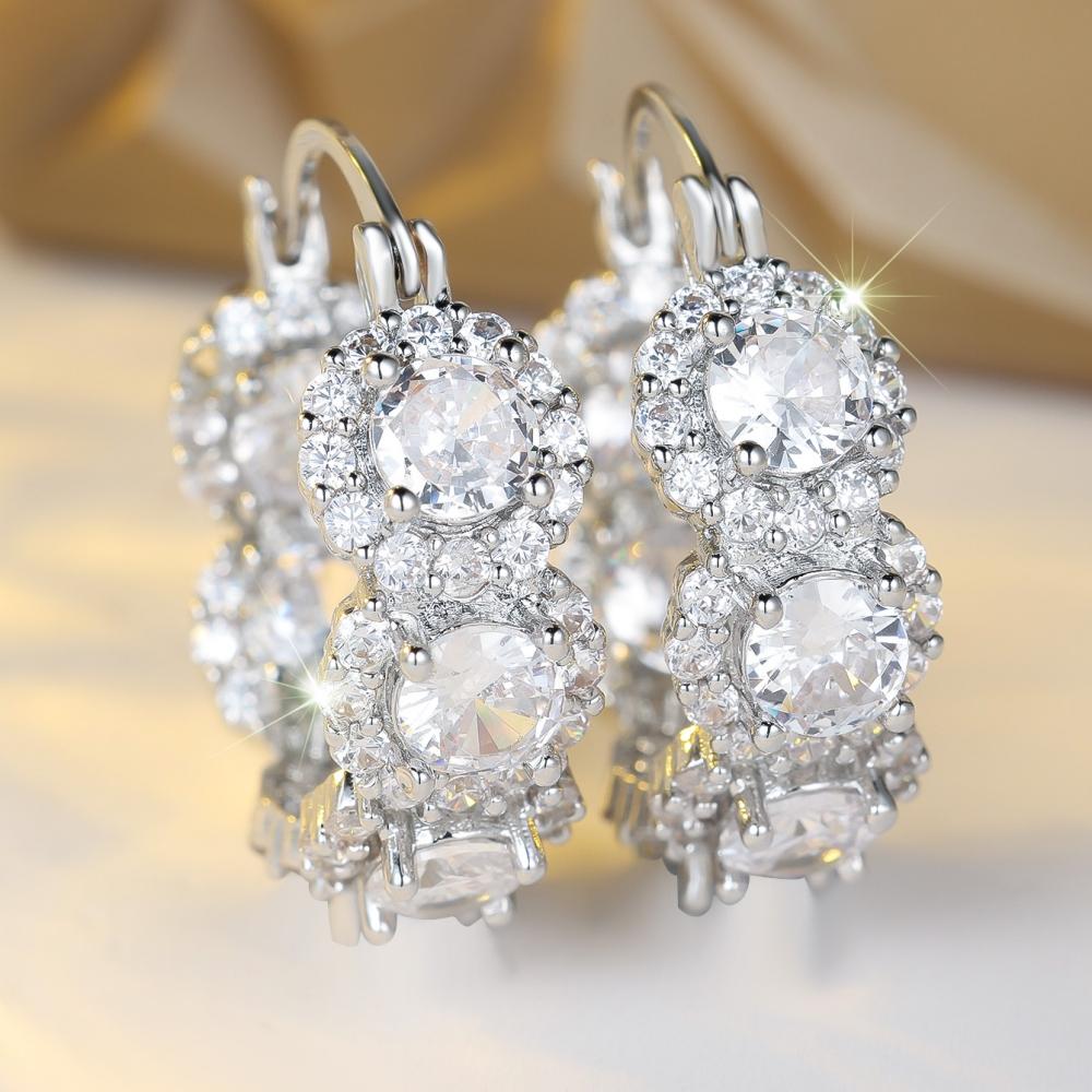 Exquisite blaue Zirkonia-Creolen für Damen Elegante lila Zirkon-Kreis-Ohrringe Hochzeitsparty-Schmuckgeschenk weiß von Joom DACH