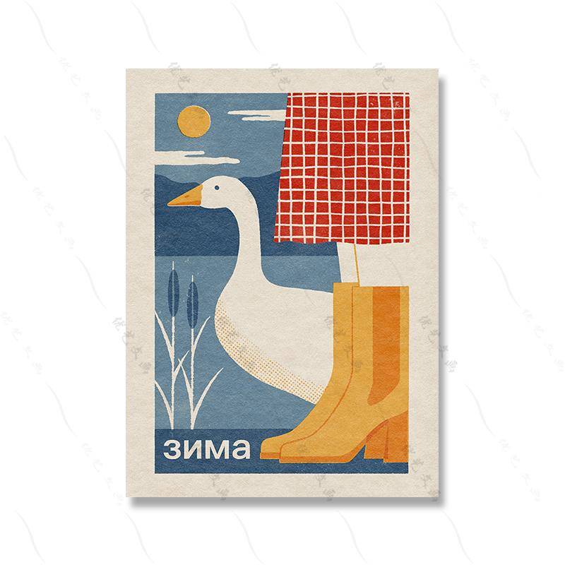 Exquisiter Vintage Posterdruck Mädchen und Schwan Retro Kunst Wand Leinwandgemälde Japan Temperamentvolle Frau Wohnzimmer Heimdekor 70x100cm No Framed von Joom DACH