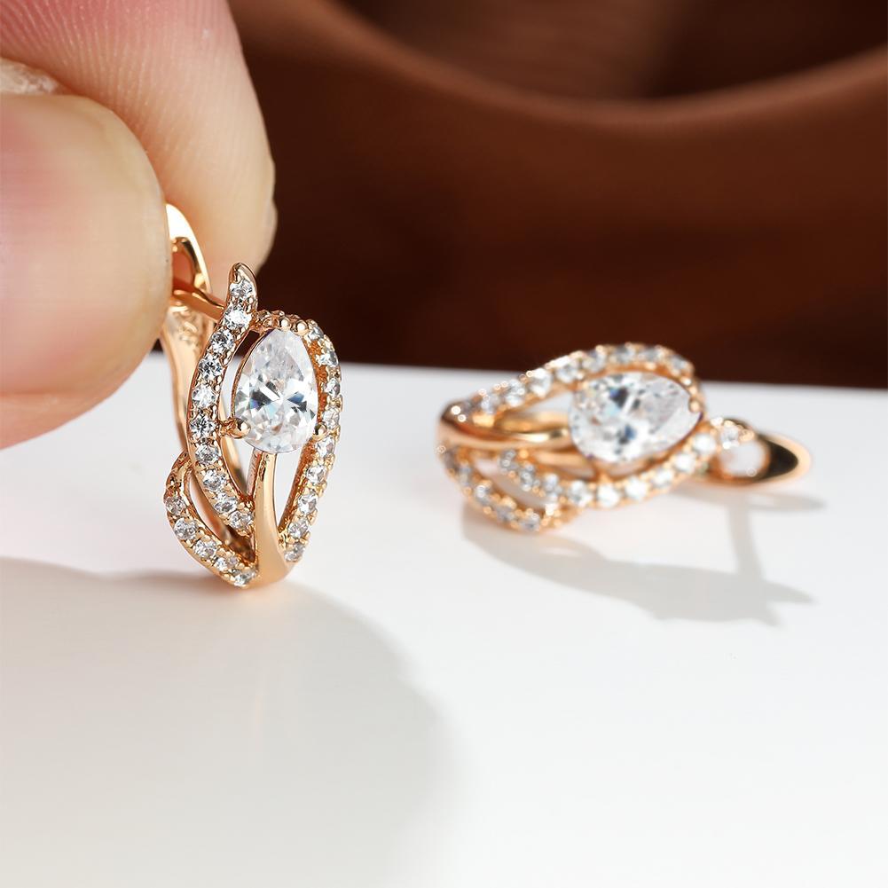 Exquisiter Wassertropfen-Schmuck für Damen, hübsche rote, blaue, lila Steinohrringe, Creolen, romantisches Valentinstagsgeschenk weiß von Joom DACH