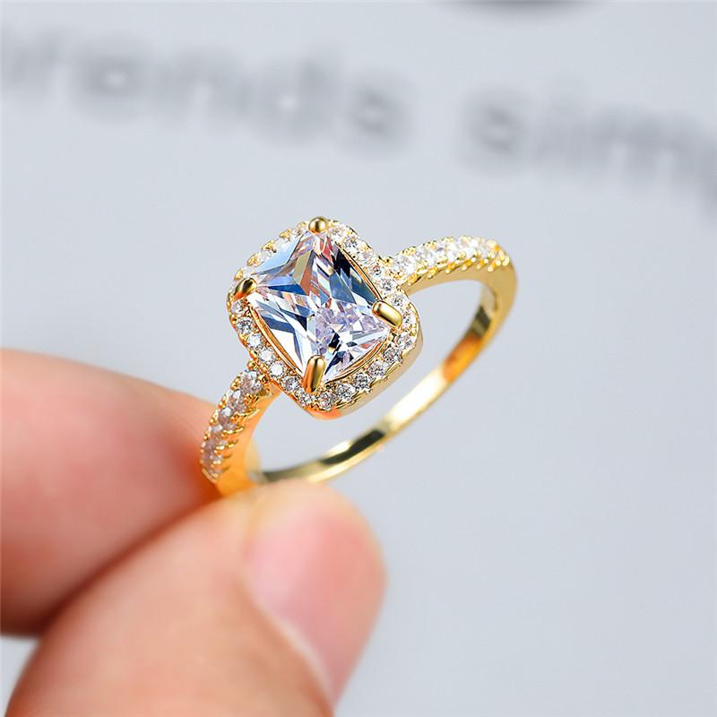 Exquisiter quadratischer schwarzer Stein-Verlobungsring für Frauen, silberfarben, feiner Ehering, Schmuck, Geschenk 11 gold von Joom DACH