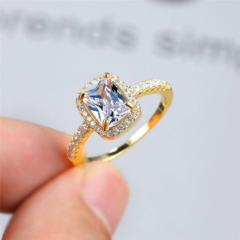 Exquisiter quadratischer schwarzer Stein-Verlobungsring für Frauen, silberfarben, feiner Ehering, Schmuck, Geschenk 11 gold von Joom DACH