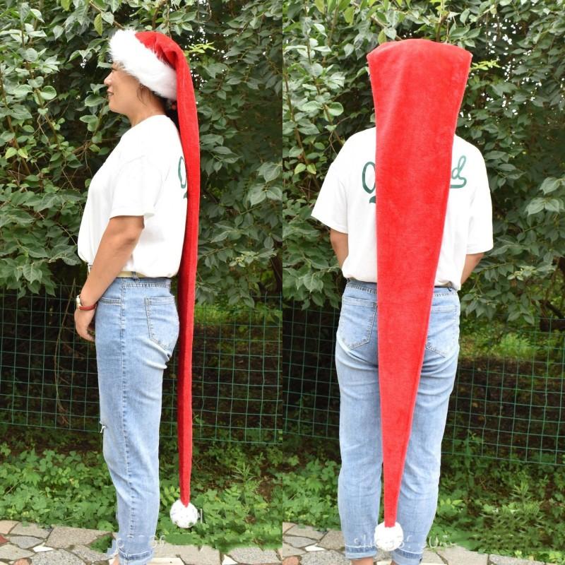 Extra Lange Superlange Weihnachts-Nikolausmütze Kinder Erwachsene Weihnachten Xmas Mütze Geschenke Neujahrsfest Feiertagsparty Zubehör Requisiten 150cm rot von Joom DACH