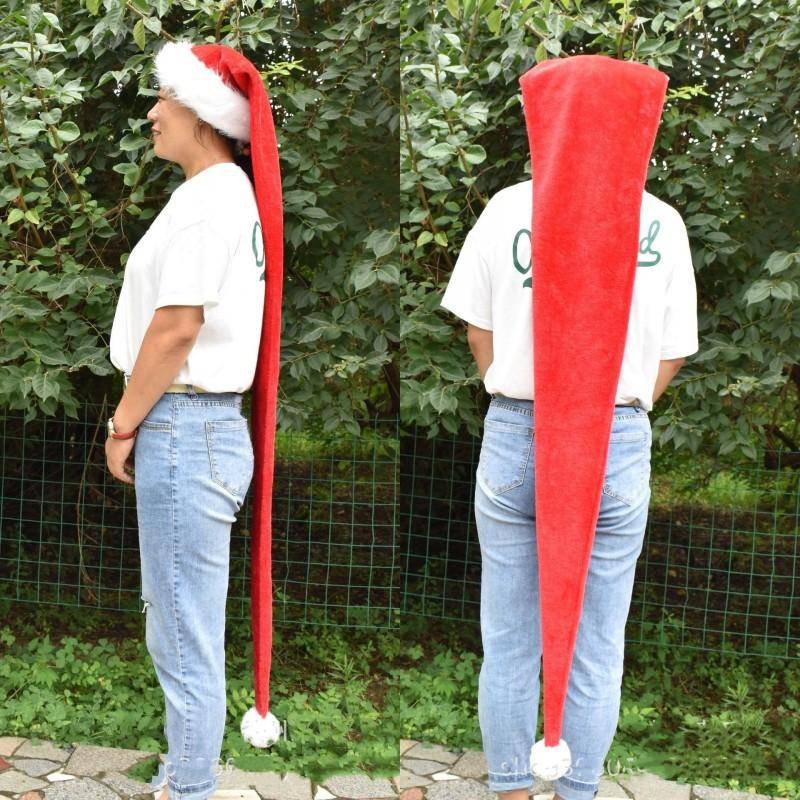 Extra Lange Superlange Weihnachts-Nikolausmütze Kinder Erwachsene Weihnachten Xmas Mütze Geschenke Neujahrsfest Feiertagsparty Zubehör Requisiten 150cm rot von Joom DACH