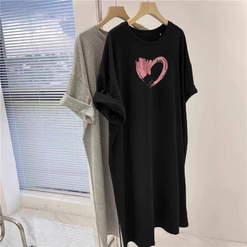 Extralanges Temperament-Print Overknee Freizeit-T-Shirt-Kleid XL von Joom DACH