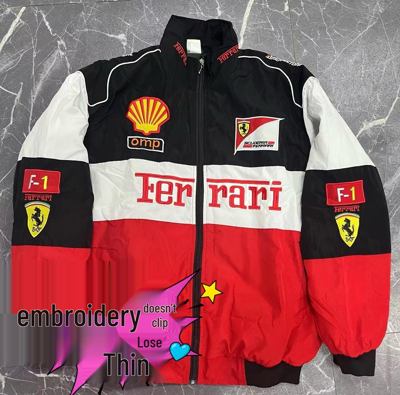 F1 Stickerei Renn- & Radanzug - Retro Amerikanischer Stil Jacke für Männer & Frauen S von Joom DACH
