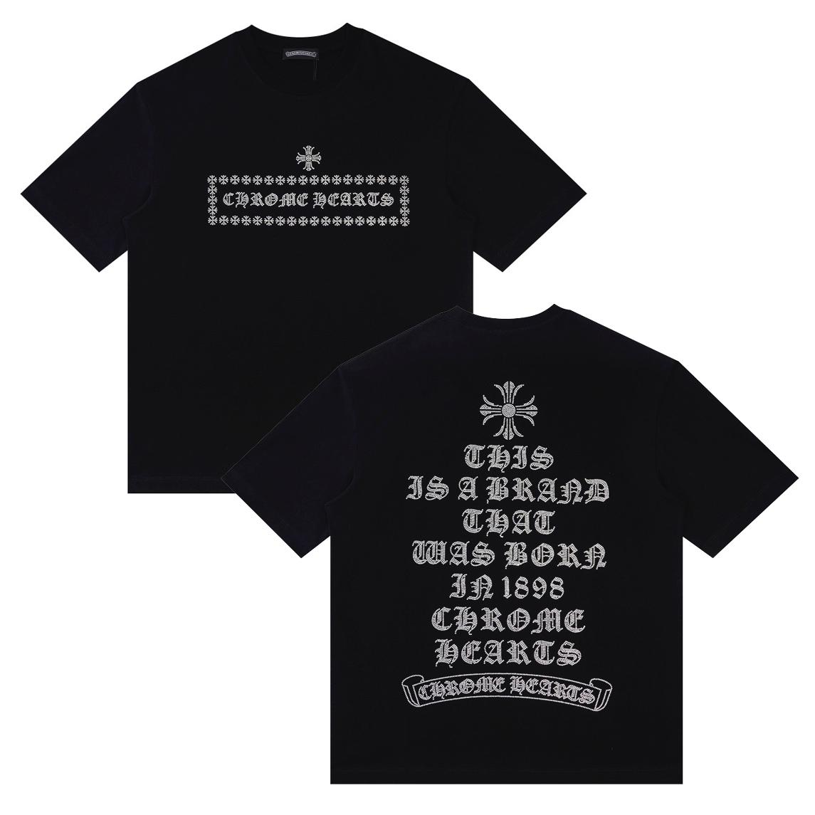 F2026 CHROME HEARTS 2025 Sommer Neu Hochwertige Baumwolle Rundhals Locker Übergröße Herren- und Damen-T-Shirt Partner-T-Shirt L schwarz von Joom DACH