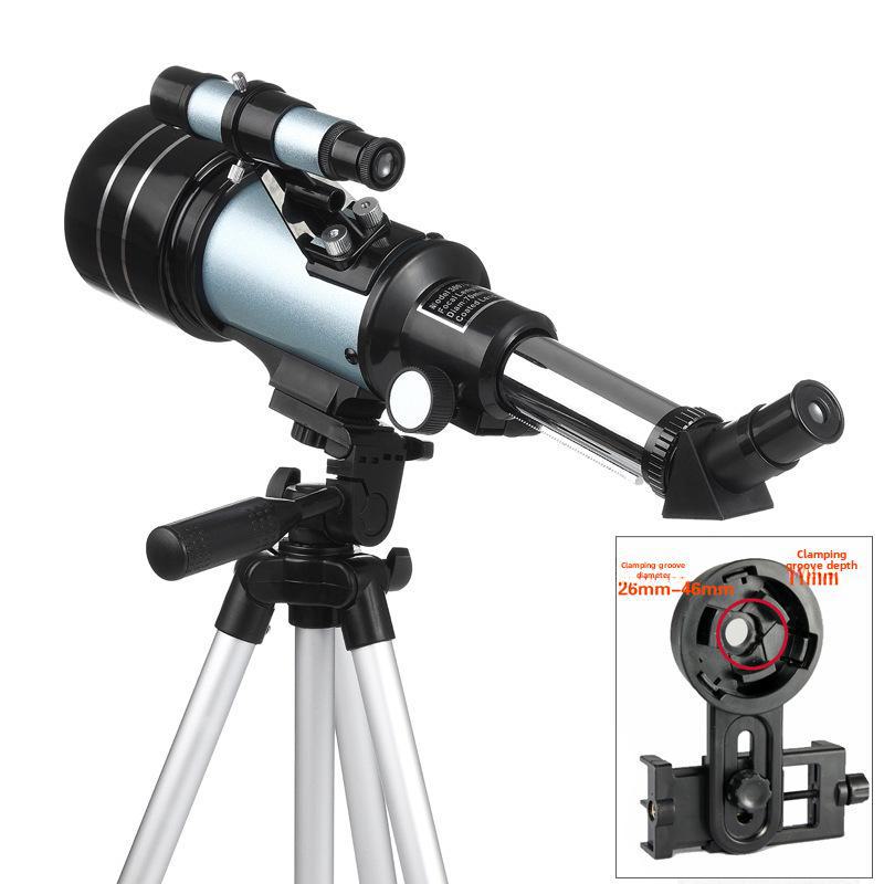 F30070 Professionelles Einsteiger-HD-Astronomisches Teleskop für schwache Lichtverhältnisse für Kinder und Anfänger – Tragbares Nachtsicht-Teleskop für die Sternenbeobachtung im Freien high bracket + mobile phone holder silber von Joom DACH