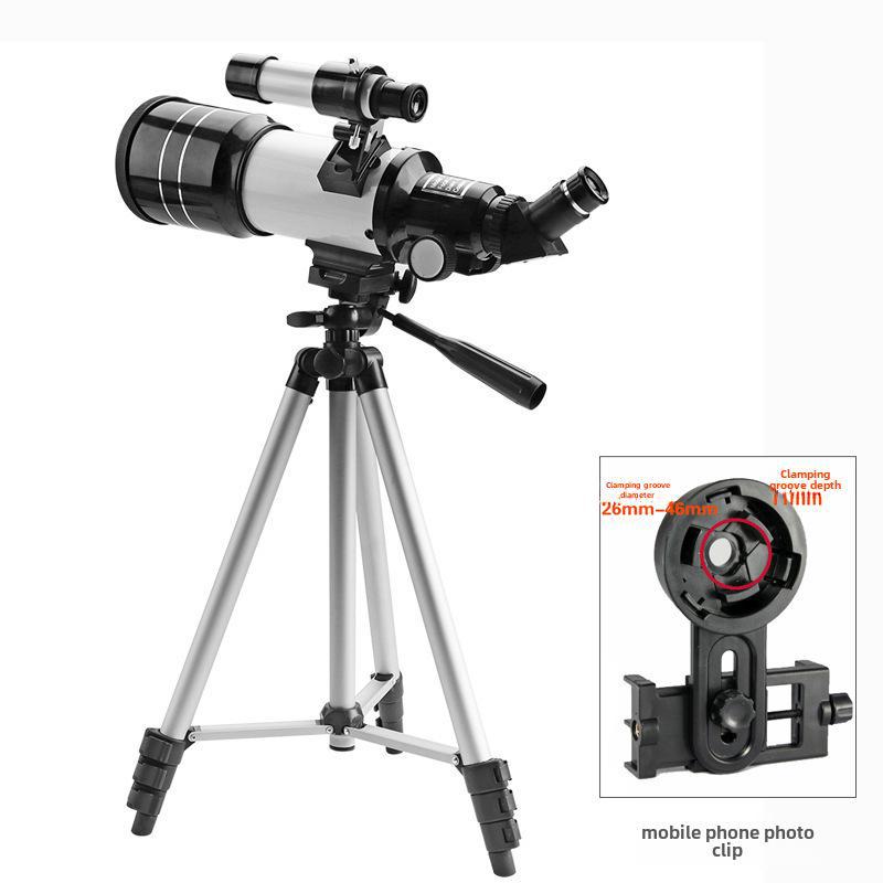 F30070 Professionelles Einsteiger-HD-Astronomisches Teleskop für schwache Lichtverhältnisse für Kinder und Anfänger – Tragbares Nachtsicht-Teleskop für die Sternenbeobachtung im Freien high stand + mobile phone holder weiß von Joom DACH