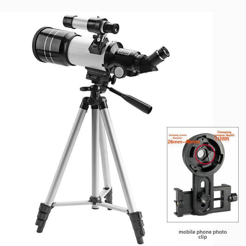 F30070 Professionelles Einsteiger-HD-Astronomisches Teleskop für schwache Lichtverhältnisse für Kinder und Anfänger – Tragbares Nachtsicht-Teleskop für die Sternenbeobachtung im Freien high stand + mobile phone holder weiß von Joom DACH