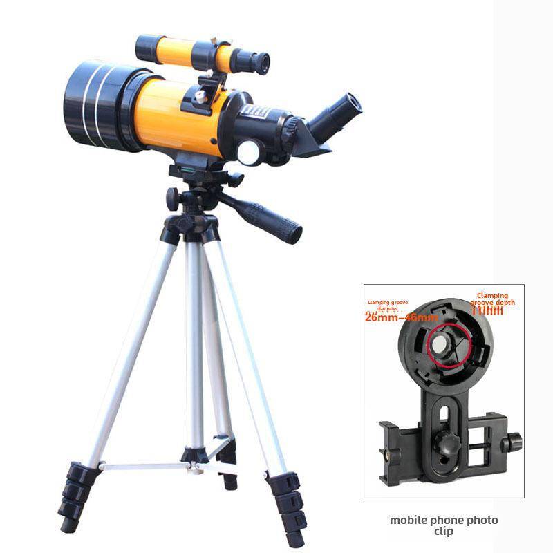 F30070 Professionelles Einsteiger-HD-Astronomisches Teleskop für schwache Lichtverhältnisse für Kinder und Anfänger – Tragbares Nachtsicht-Teleskop für die Sternenbeobachtung im Freien high stand + mobile phone clamp orange von Joom DACH
