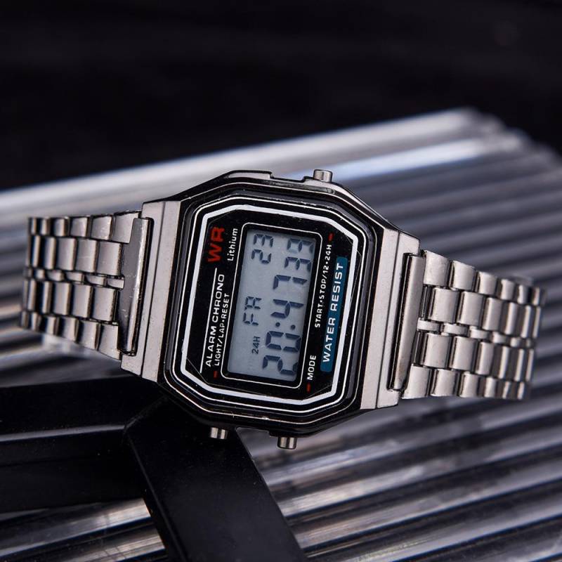 F91W Band Uhr Wasserdicht Retro Digitale Edelstahl Sport Militär Uhren Männer Frauen Luxus Elektronische Handgelenk Uhren Uhr schwarz von Joom DACH