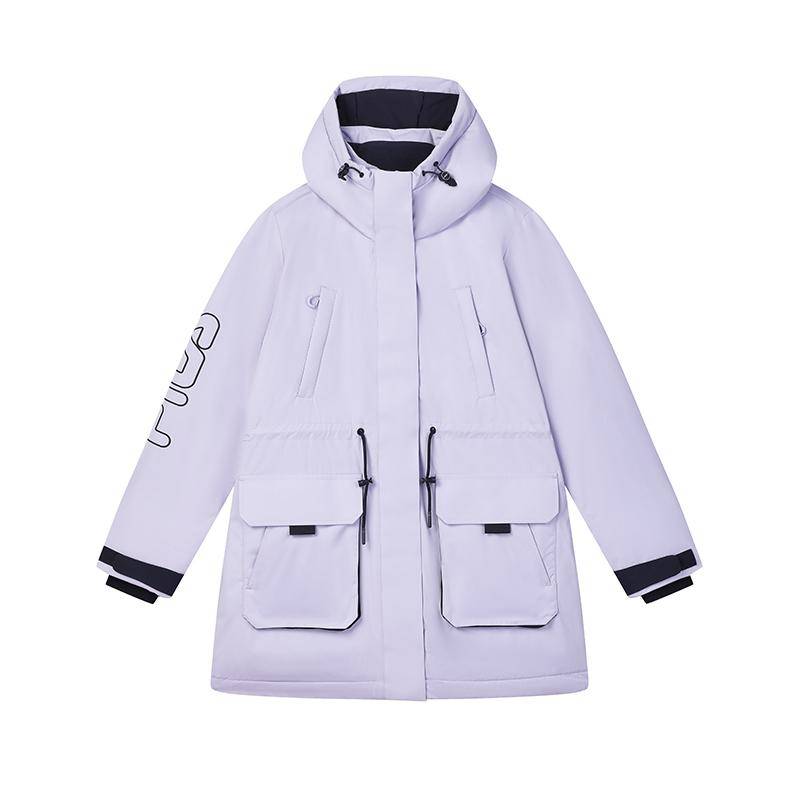 FILA Original Bequeme Mittellange Kapuzen-Daunenjacke Damen Oberbekleidung Helllila F11W449909FPR S von Joom DACH