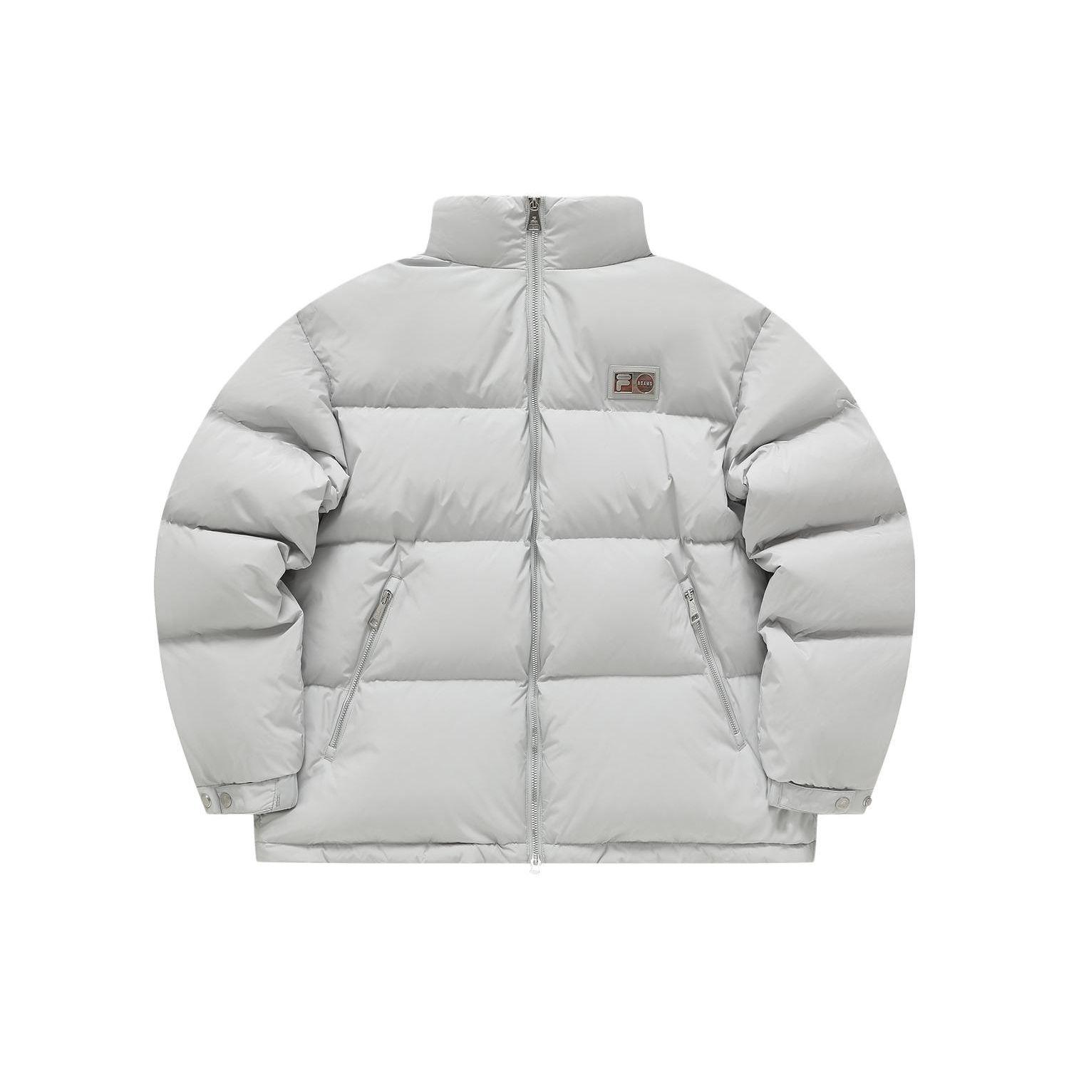 FILA X Beams Kollaboration Einfarbige Daunenjacke mit Reißverschluss und Stehkragen Herren Oberbekleidung Nebelgrau T11M349904F-GY XL von Joom DACH