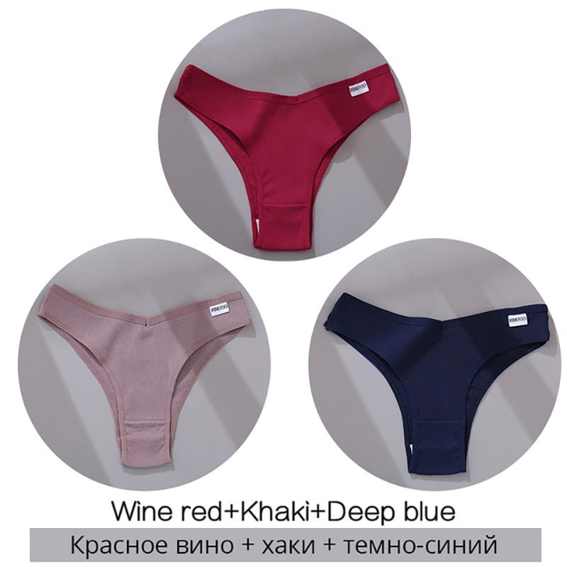 FINETOO 3 Teile/satz Frauen Baumwolle Brasilianische Höschen M-XL Bequeme Tangas Unterwäsche Frauen Bikini Unterhose Sexy Low-rise Mädchen T-back Höschen L von Joom DACH