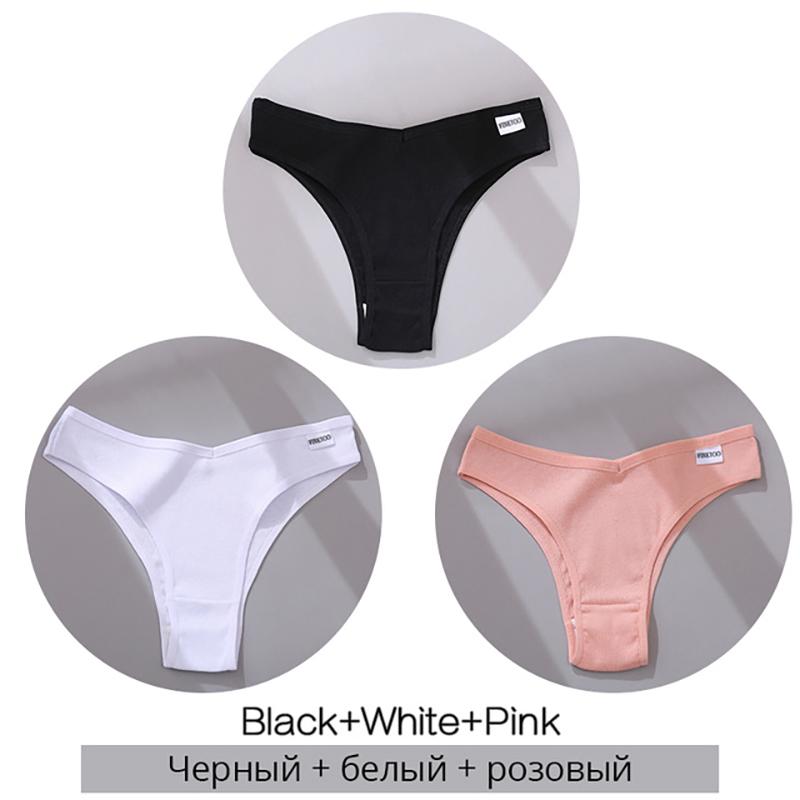 FINETOO 3 Teile/satz Frauen Baumwolle Brasilianische Höschen M-XL Bequeme Tangas Unterwäsche Frauen Bikini Unterhose Sexy Low-rise Mädchen T-back Höschen M von Joom DACH