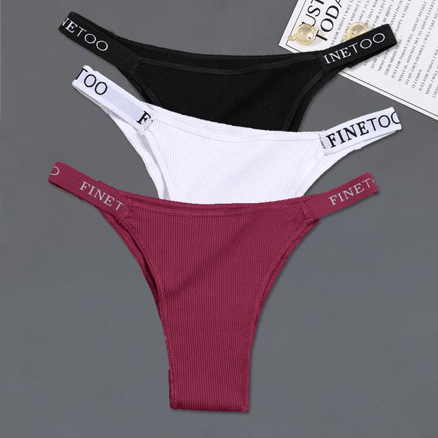 FINETOO Baumwollhöschen 3 Teile/satz Low-Rise Bikini Unterwäsche Frauen Brief Gürtel Unterhose Damen Bequeme Slips Weibliche Höschen L von Joom DACH