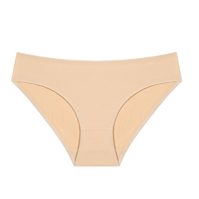 FINETOO Baumwollslips mit mittlerer Taille für Damen Komfort-Lingerie Einfarbige Unterhosen Weiche Unterwäsche Atmungsaktive Slips M beige von Joom DACH