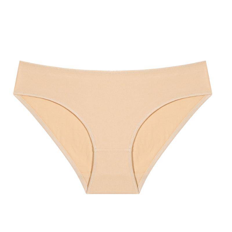 FINETOO Baumwollslips mit mittlerer Taille für Damen Komfort-Lingerie Einfarbige Unterhosen Weiche Unterwäsche Atmungsaktive Slips M beige von Joom DACH