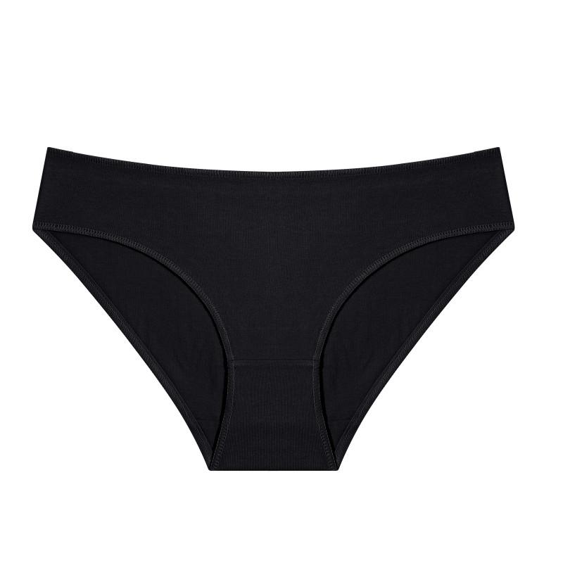 FINETOO Baumwollslips mit mittlerer Taille für Damen Komfort-Lingerie Einfarbige Unterhosen Weiche Unterwäsche Atmungsaktive Slips S schwarz von Joom DACH