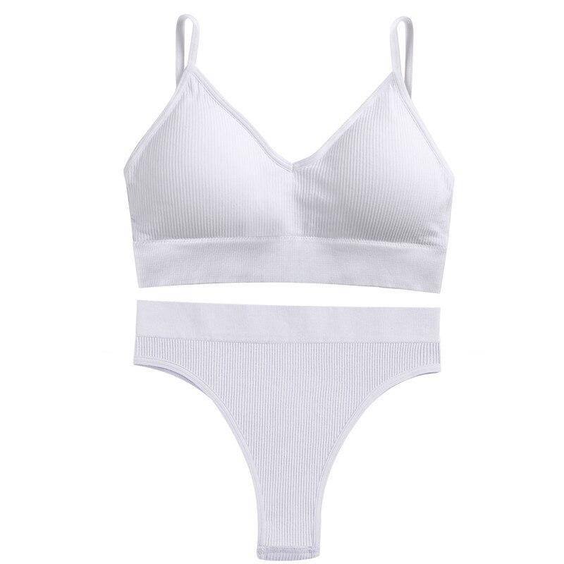 FINETOO Frauen Nahtlose BH Set BH Top + Höschen Büstenhalter Fitness Unterwäsche Dessous Damen Bademode Push Up Sexy Tank Top Mädchen S-M weiß von Joom DACH