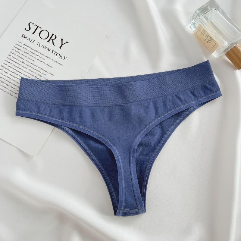 FINETOO Nahtlose Baumwoll-Strings für Damen, einfarbig, weicher G-String mit mittlerer Taille, Dessous, S-XL XL von Joom DACH