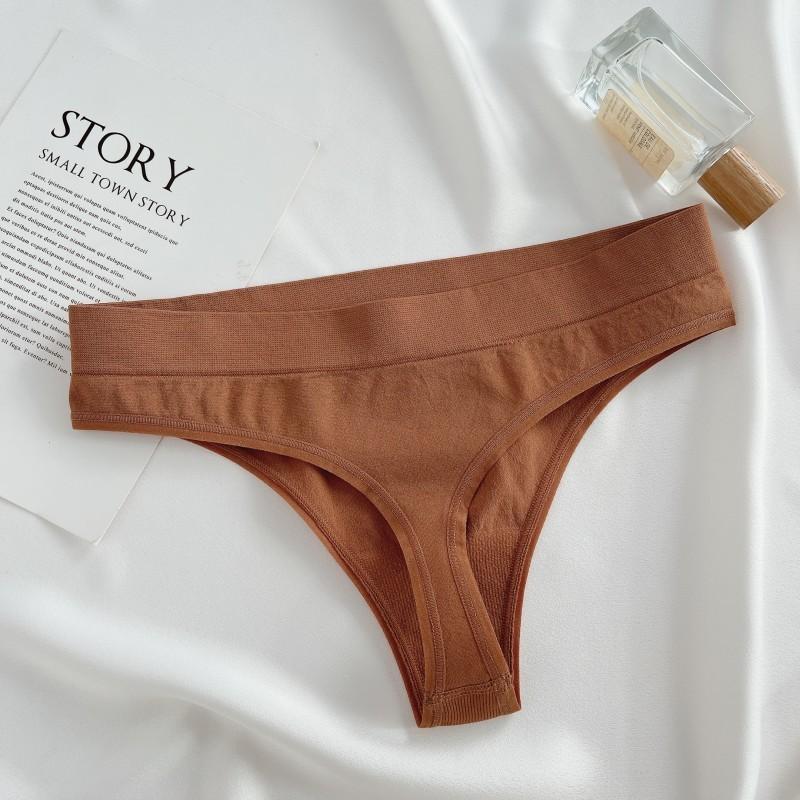 FINETOO Nahtlose Baumwoll-Strings für Damen, einfarbig, weicher G-String mit mittlerer Taille, Dessous, S-XL XL von Joom DACH