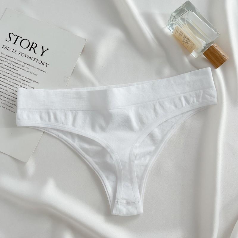 FINETOO Nahtlose Baumwoll-Strings für Damen, einfarbig, weicher G-String mit mittlerer Taille, Dessous, S-XL XL von Joom DACH