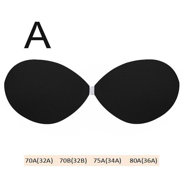 FINETOO unsichtbarer Push-Up-BH mit vorderer Schnalle für Damen, trägerlose BHs, Brustblütenblätter, klebriges Silikon, selbstklebend, Damen-Dessous A schwarz von Joom DACH