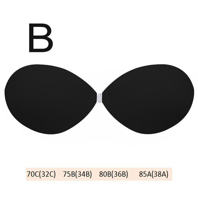 FINETOO unsichtbarer Push-Up-BH mit vorderer Schnalle für Damen, trägerlose BHs, Brustblütenblätter, klebriges Silikon, selbstklebend, Damen-Dessous B schwarz von Joom DACH