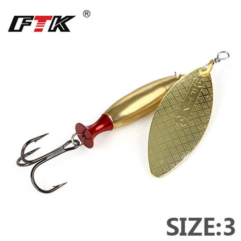 FTK 1PC Long Cast Size2-Size3 Angelköder Haken Spinner Löffel Köder mit Drillingen Sharp gold -3 von Joom DACH